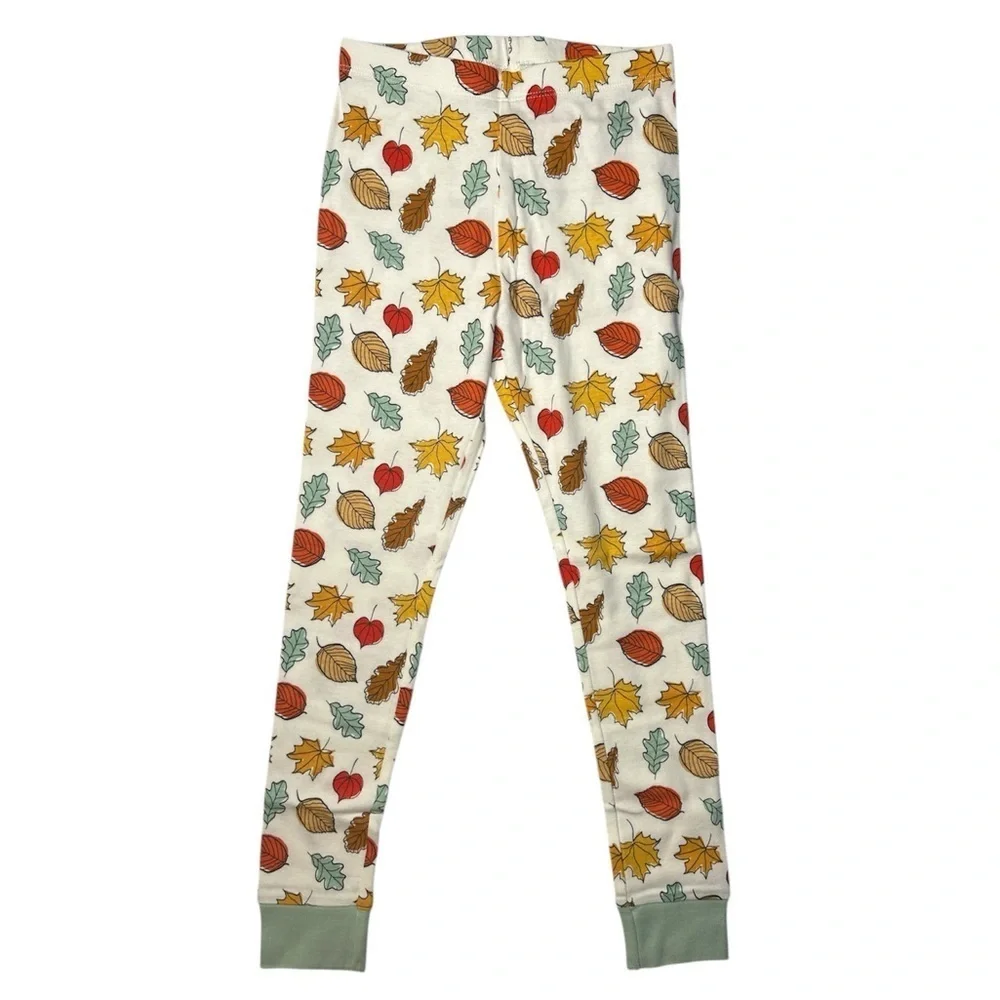 Kids Fall Leaf Print Long Sleeve Two Piece Pajamas